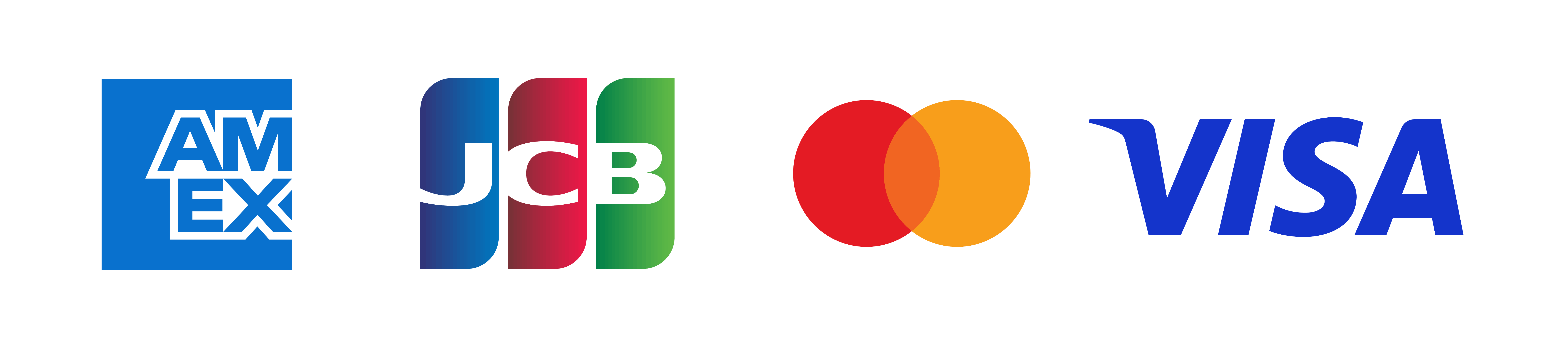 JCB、Visa、Mastercard、American Express